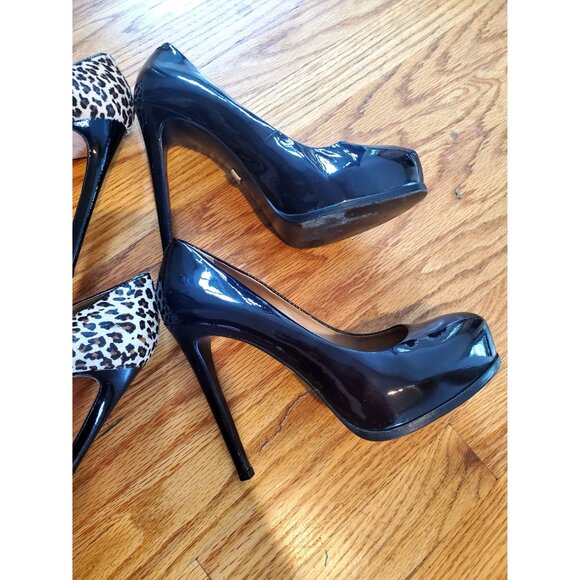 Lot of 2 Womens High Heel Pumps Leopard Print & Black Patent 5-Inch Heels Size 9 - Picture 4 of 16